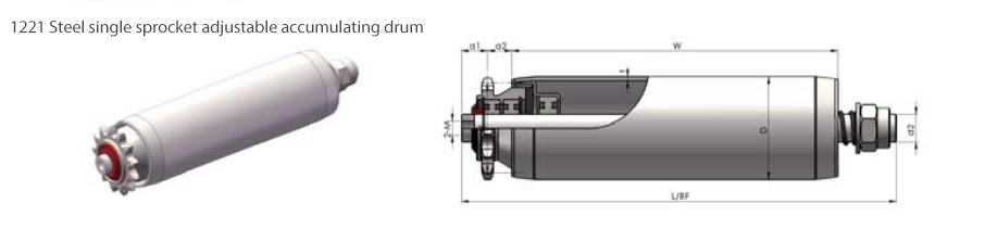 1221 Steel otu sprocket na-agbanwe agbanwe na-agbakọta drum