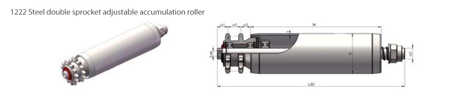 1222 Steel double sprocket adjustable accumulation roller
